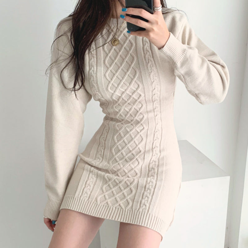 バックオープン セクシー ニットワンピース S1080