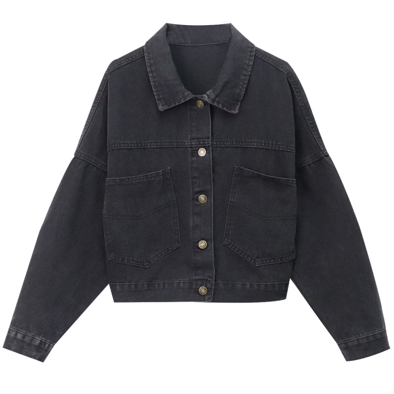 ブラックデニムジャケット♡ショート丈でスタイアップ S1902