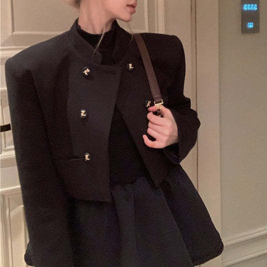 ダブルジャケット×ミニニットワンピース セットアップ S1059