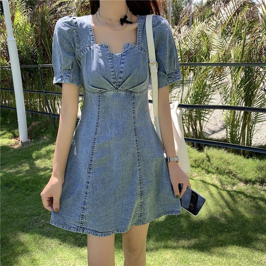 ネックラインおしゃれデニムワンピース S1617