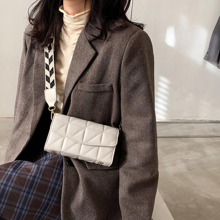 キャンバスベルトキルトミニバッグ♡オシャレ斜めキルト S2675