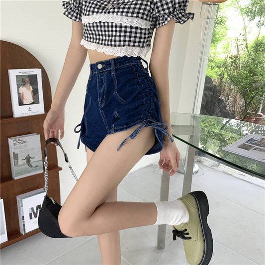 サイドドローストショートデニムパンツ S1819