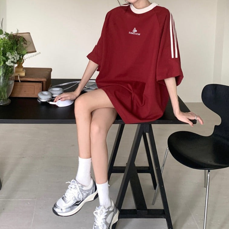 ライン柄オーバーサイズTシャツ S1369