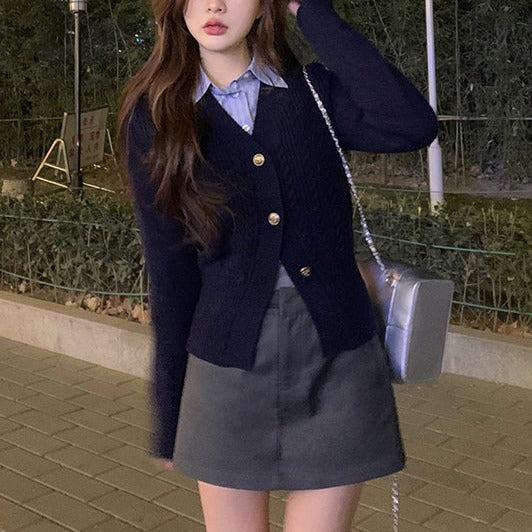 制服風カーディガン&ミニスカートセットアップ【単品販売】 S1940