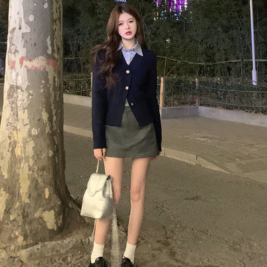制服風カーディガン&ミニスカートセットアップ【単品販売】 S1940