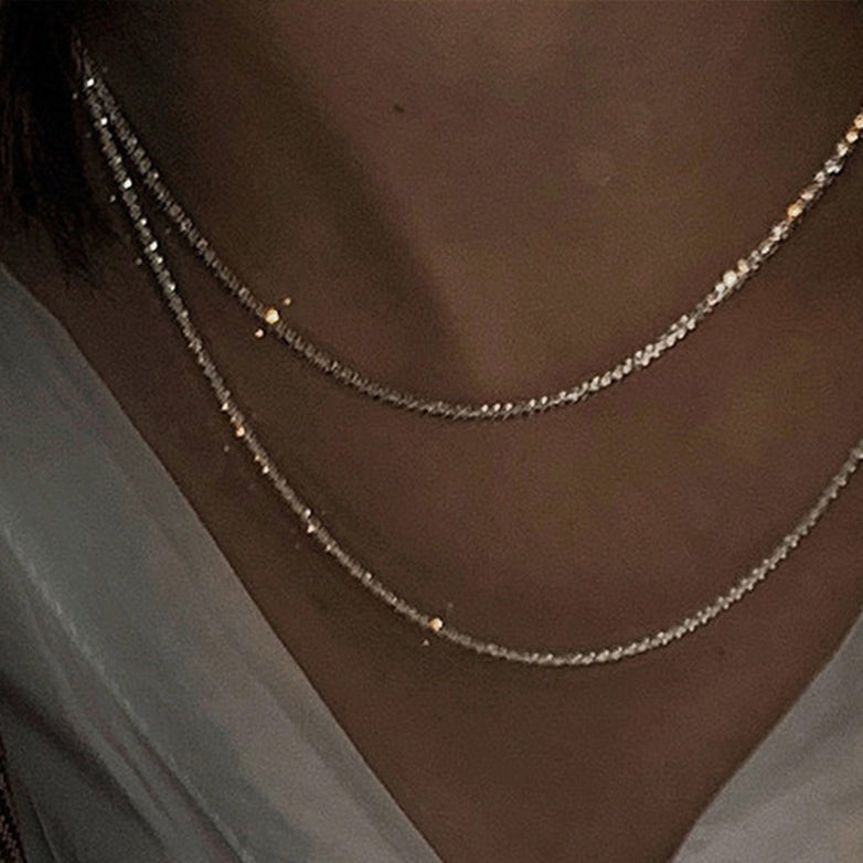 キラキラシルバー925ネックレス 2連チェーンの煌めき S1397