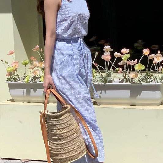 ストライプセットアップで大人可愛いコーディネート S1364