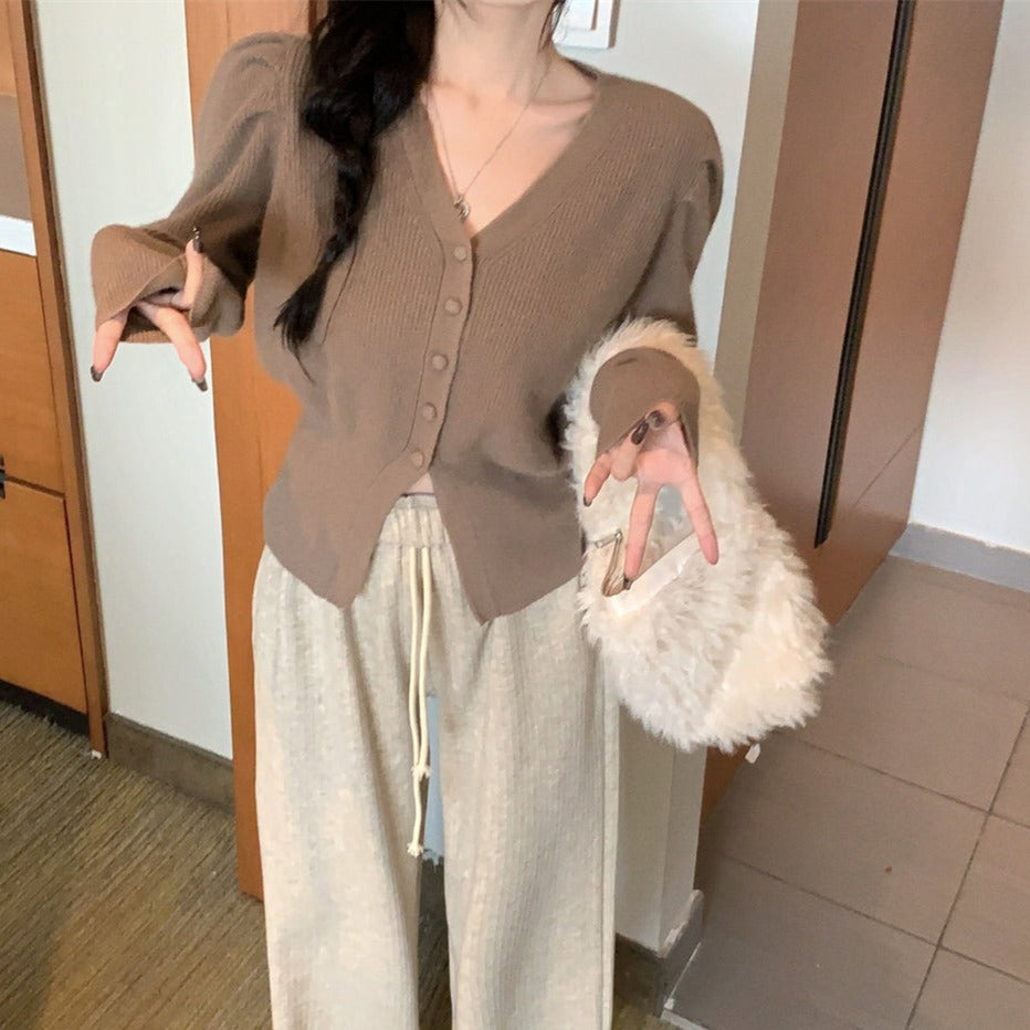 パフスリーブのショートカーディガン♡ふんわり袖が可愛い S1936