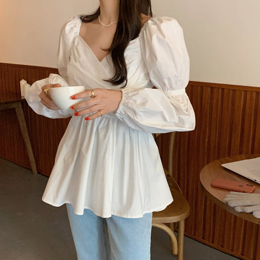 パフスリーブのカシュクールブラウス♡ふんわり大人可愛い S1781