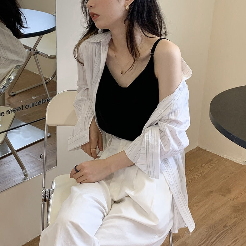 上質Vネックキャミ 大人可愛いデザイン S1469