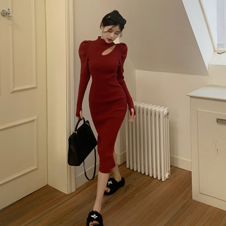カットオフニットワンピース♡フロントボタンで大人可愛い S1935