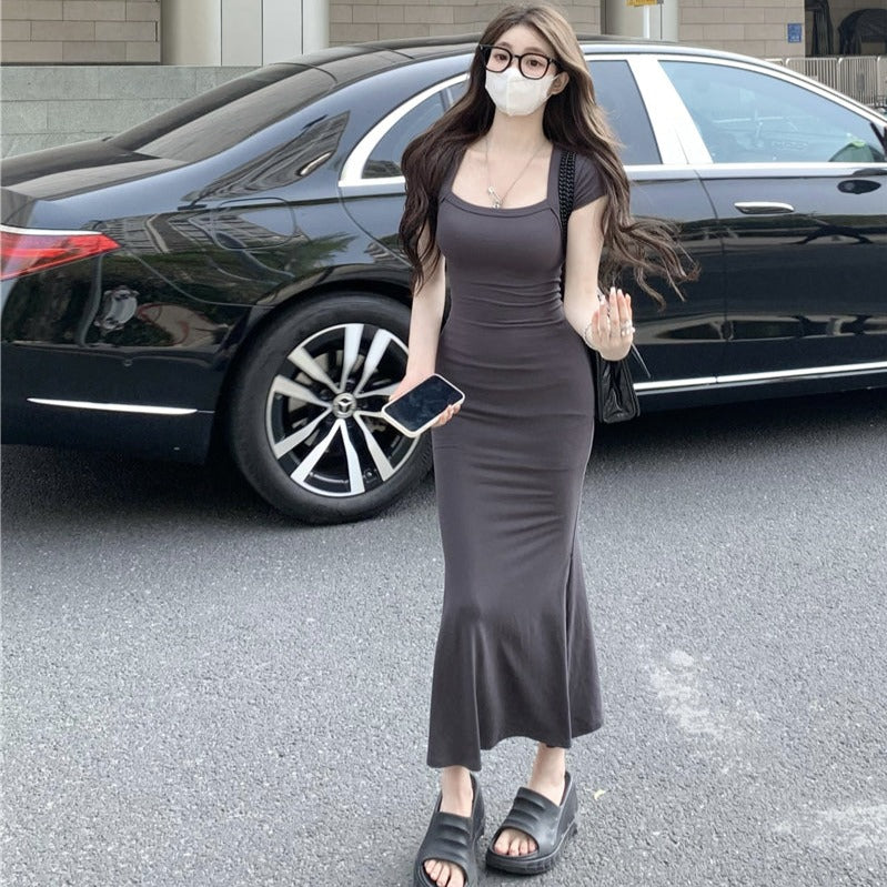 半袖カットソーワンピース メイド風デザインで大人可愛い S1363