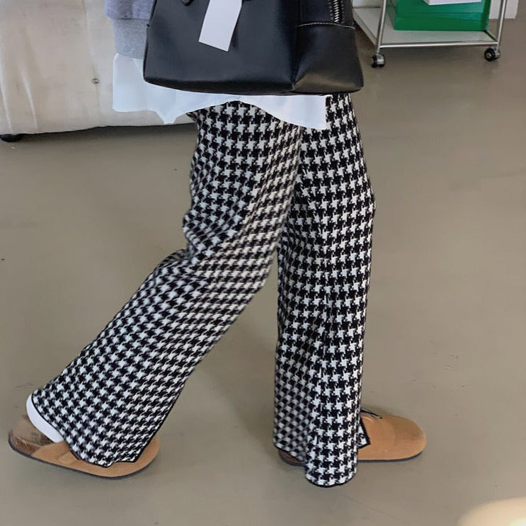 千鳥柄ニットパンツ セミワイドで美脚効果◎ S1978