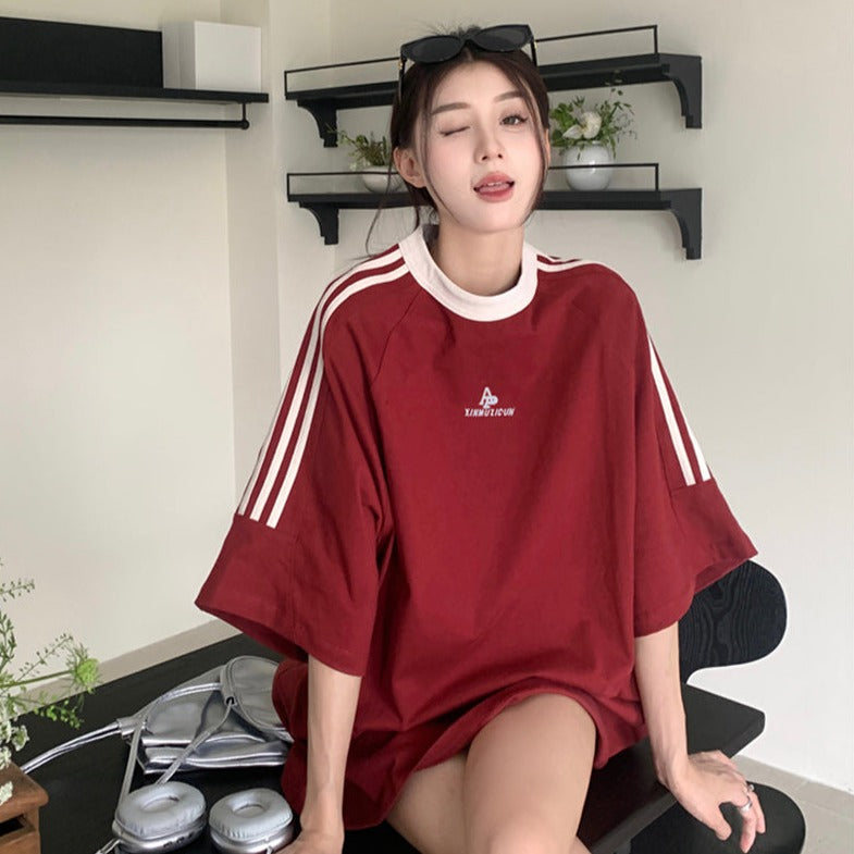 ライン柄オーバーサイズTシャツ S1369