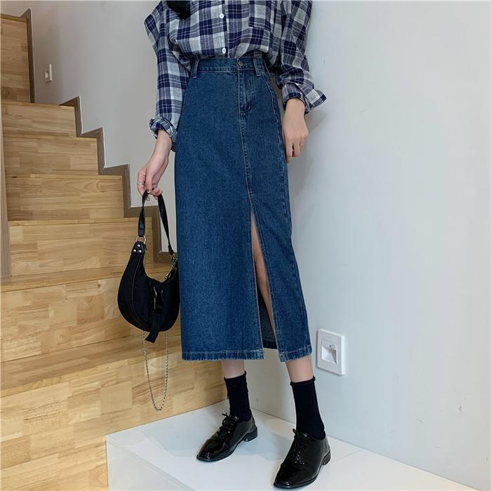デニムスカート スリットデザインで大人可愛い S2844