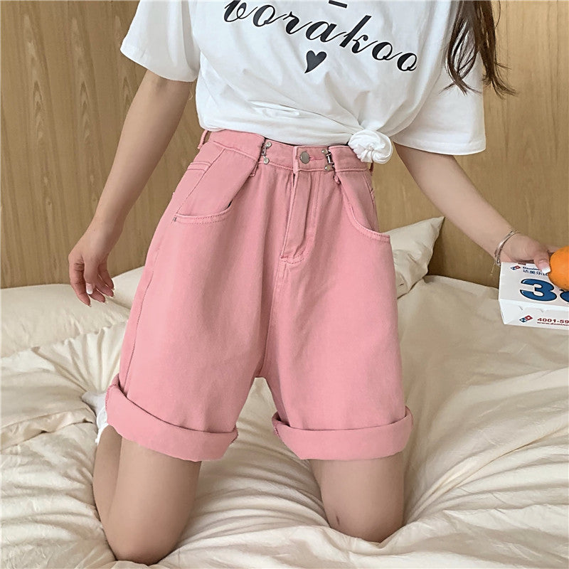 ウエストフックハーフデニムパンツ♡ガーリーなデザイン S1824
