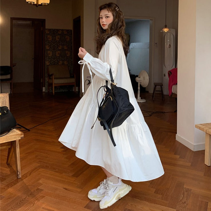 ベルト付きアシメティアードワンピース♡トレンドシルエット S1672