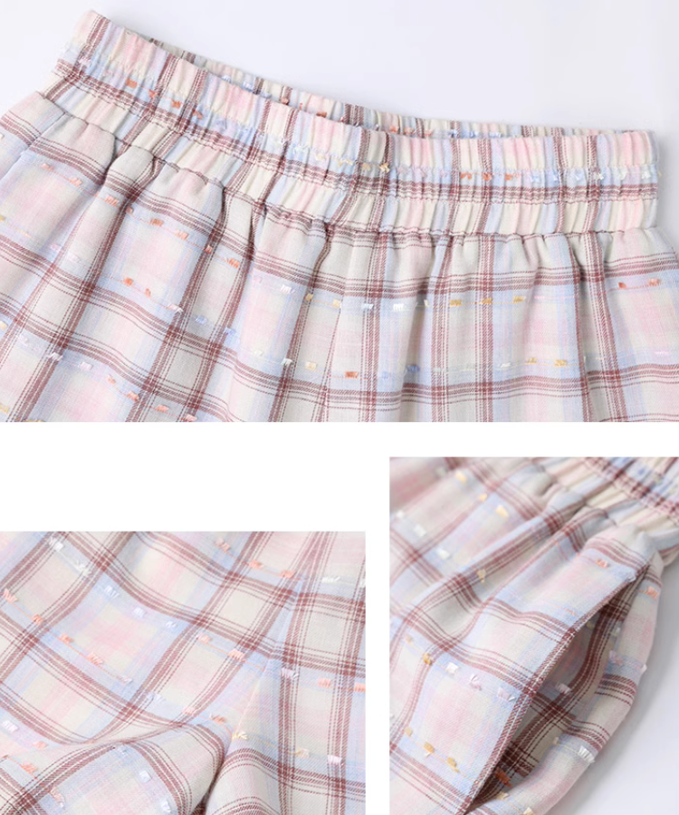ステッチデザインチェックショートパンツ(セットアップ可能) N10389