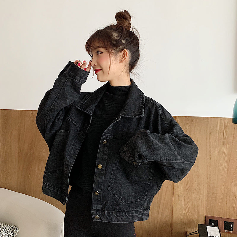 ブラックデニムジャケット♡ショート丈でスタイアップ S1902