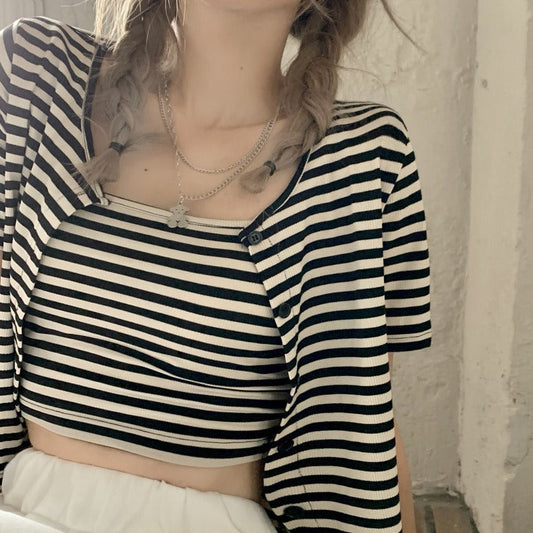 ボーダーカーディガン&キャミセット♡大人可愛いコーデ S1457