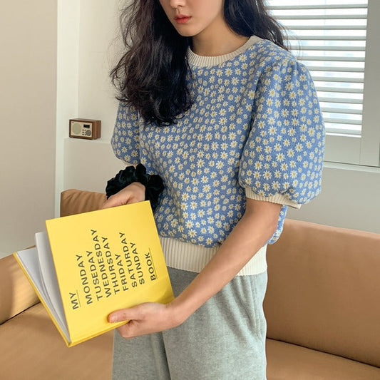 デイジーモチーフのキュートショートトップス S1560