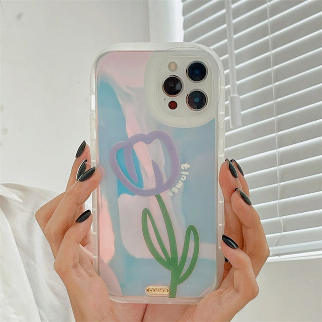 オーロラフラワー iPhoneケース シンプル可愛い S2499