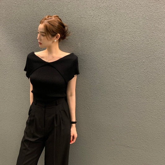 ふんわりビッグカラーサマーニット♡抜け感抜群 S1155