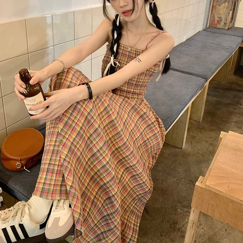 チェックキャミワンピ♡レイヤードに最適な可愛いワンピース S1564