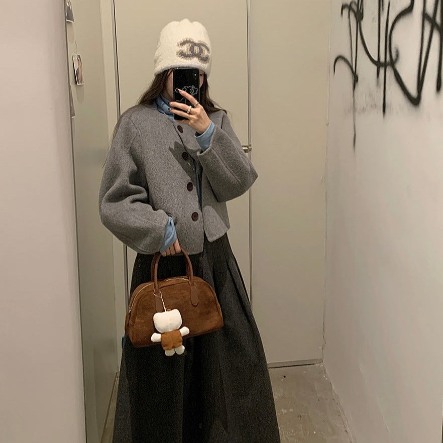 フェイクウールのゆるふわショートコート♡ S1056