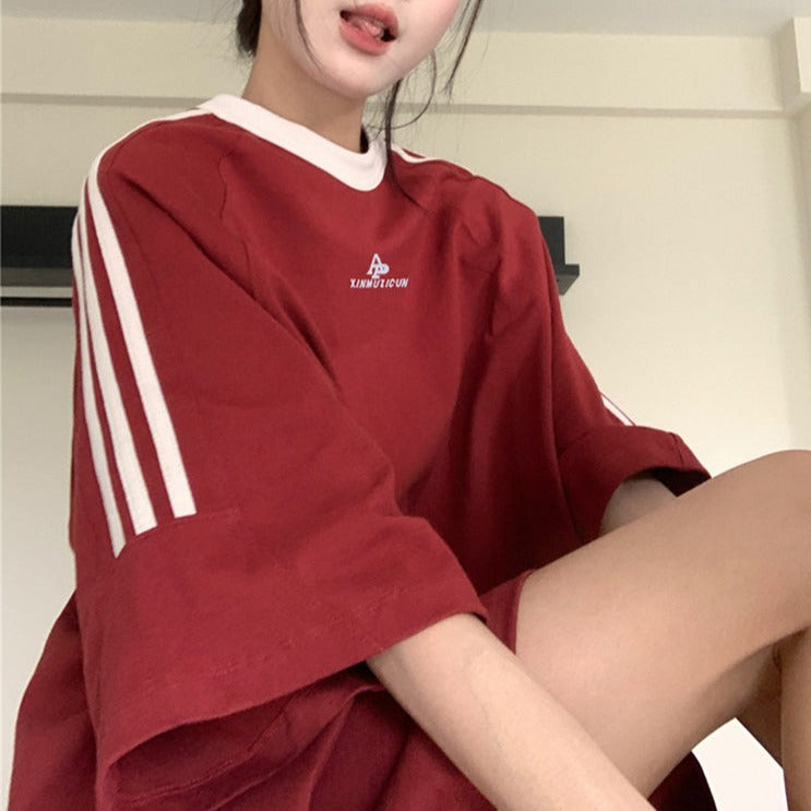 ライン柄オーバーサイズTシャツ S1369