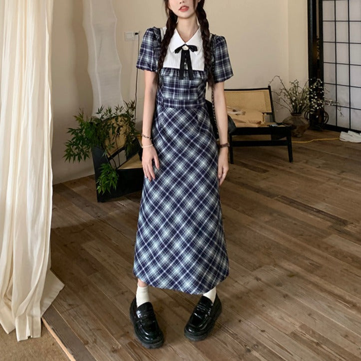 半袖チェックワンピース 2タイプで大人可愛い♡ S1318