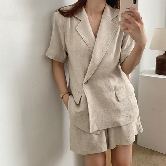 麻風半袖ジャケットセットアップ S1418