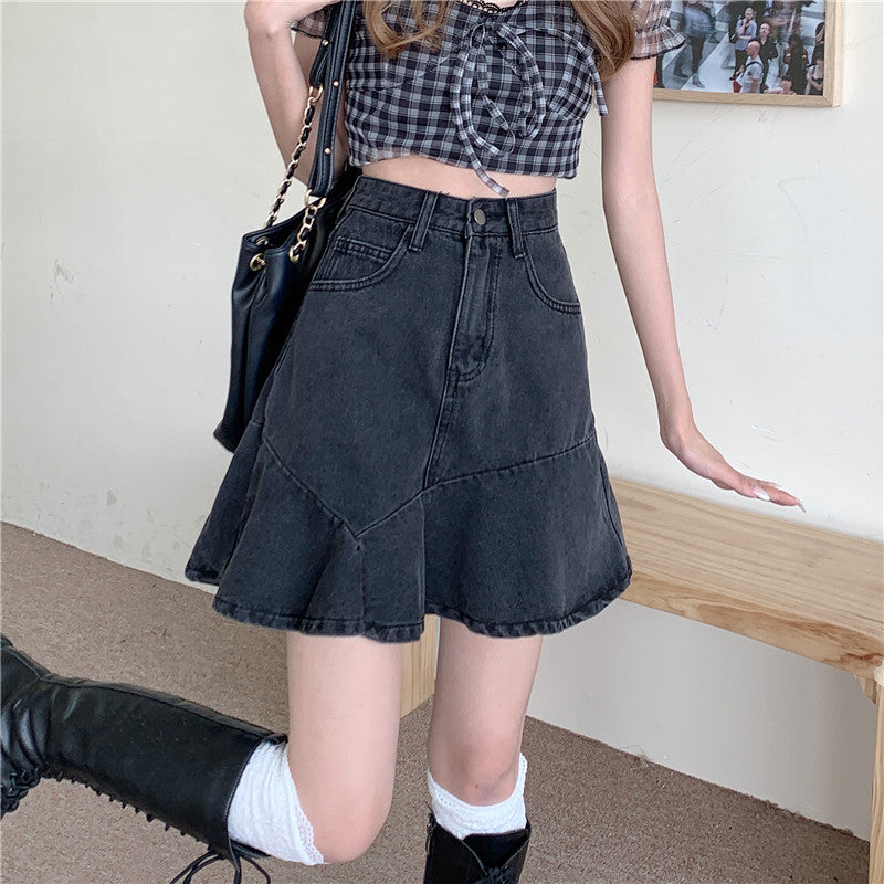 デニムAラインミニスカート フレアで可愛く♡ S2422