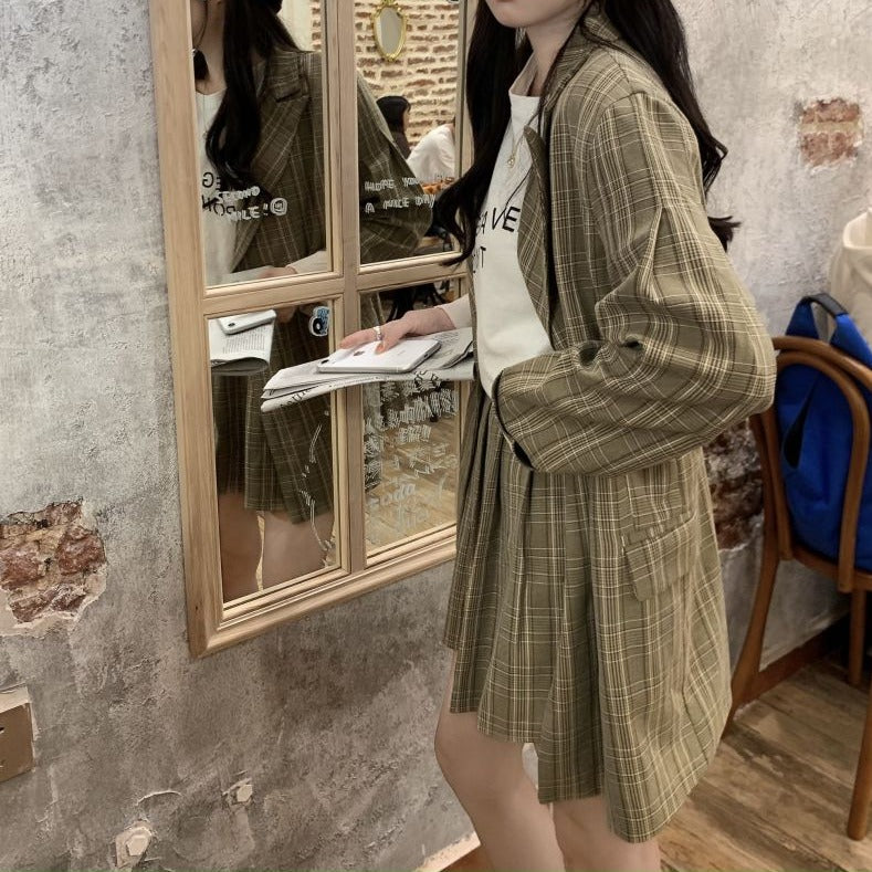 英国風チェックセットアップ♡ジャケット&スカート S2156