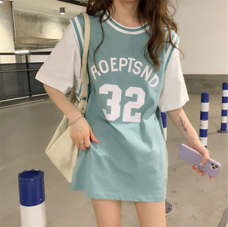 ゆるカレッジロゴTシャツ ロングシルエット S1679
