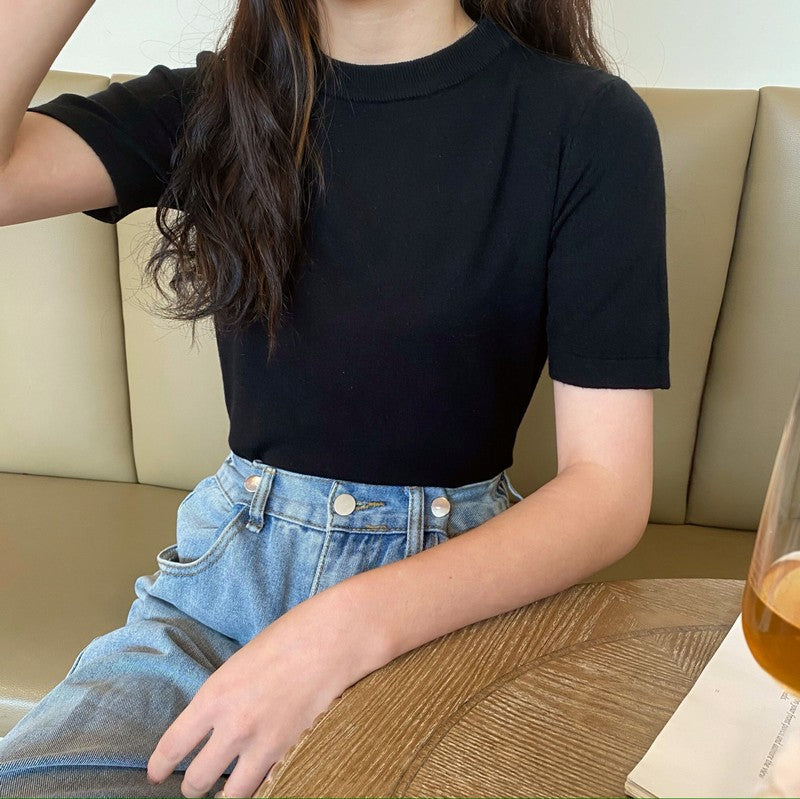 モックネックTシャツ ベーシックで着回し◎ S1165