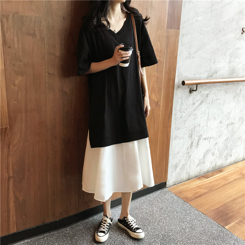 レイヤード風Tシャツワンピース 〜大人可愛い一枚〜 S1895