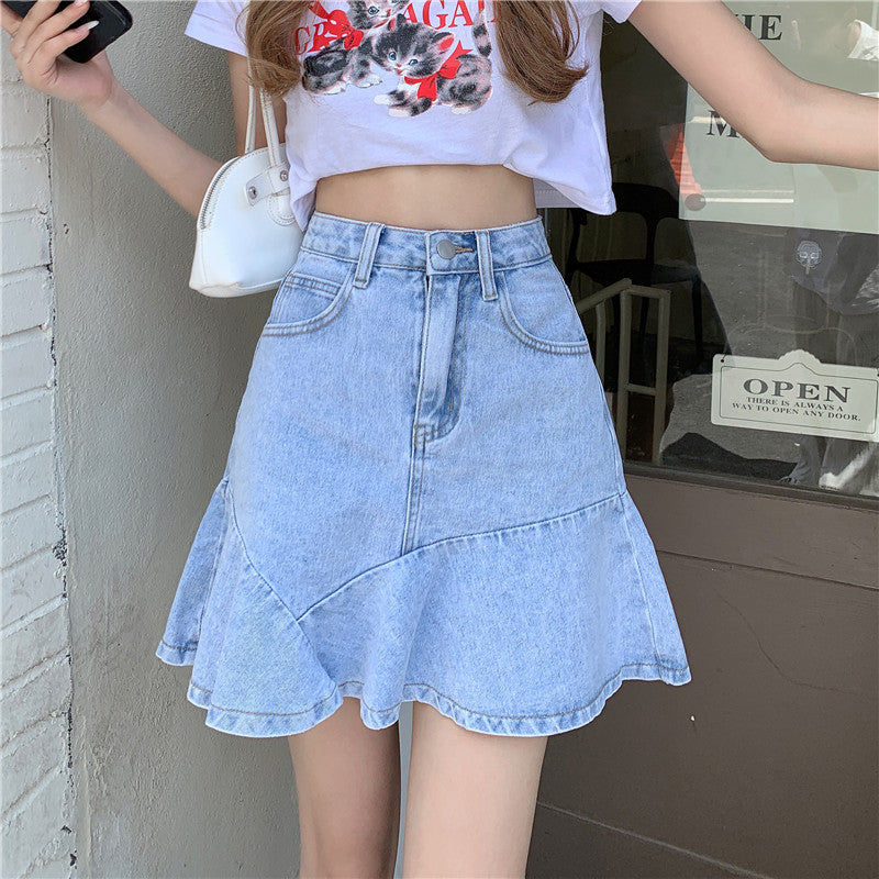 デニムAラインミニスカート フレアで可愛く♡ S2422
