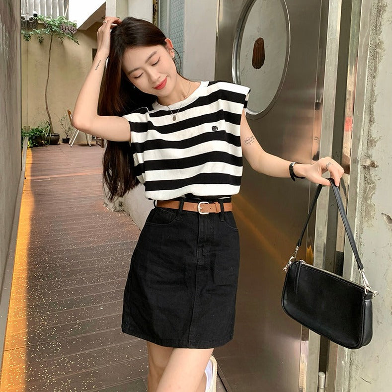 パワーショルダー夏ニット♡二の腕カバーで大人可愛い S1167