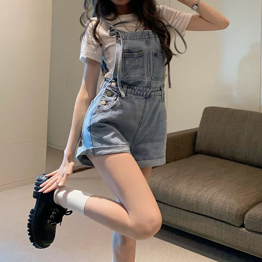 ガーリーなショートデニムオーバーオール S1817