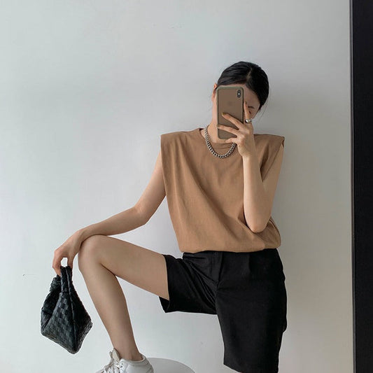 パワーショルダーカットソー♡トレンド肩デザイン S1879