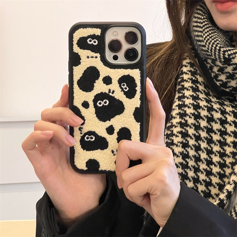 ふわふわボアのシープiPhoneケース♡モノトーン可愛い S2515