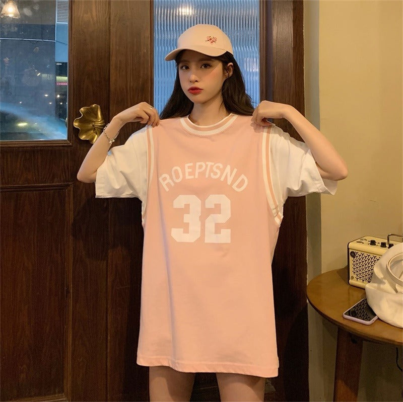 ゆるカレッジロゴTシャツ ロングシルエット S1679