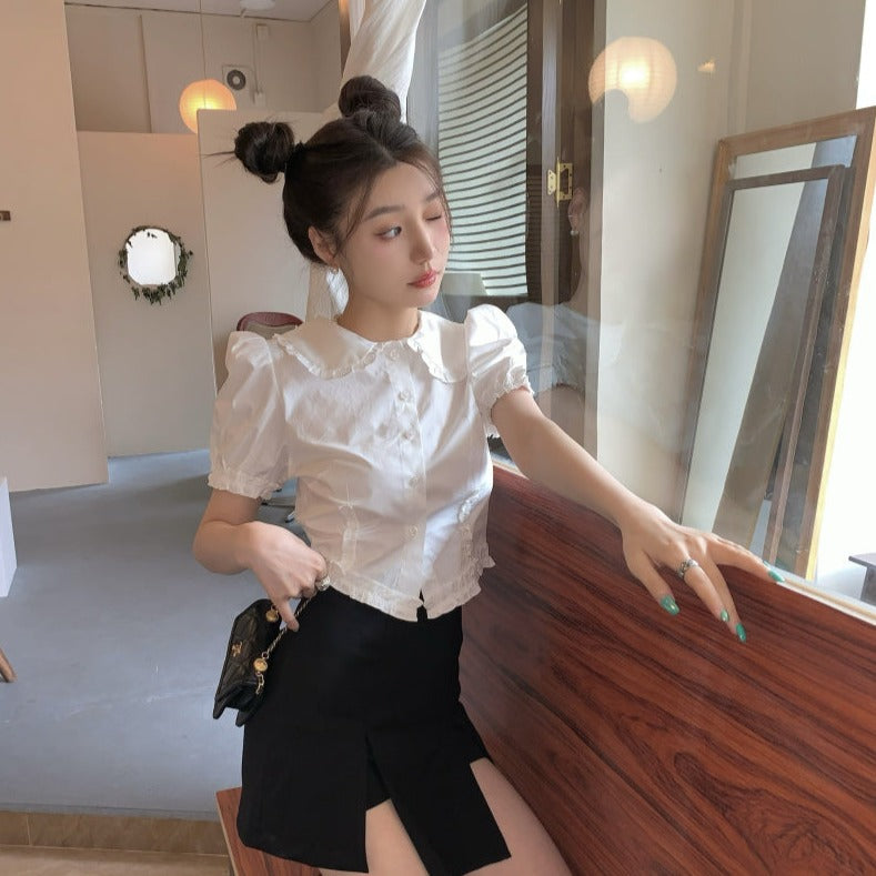 大人ガーリーなパフスリーブブラウス S1848