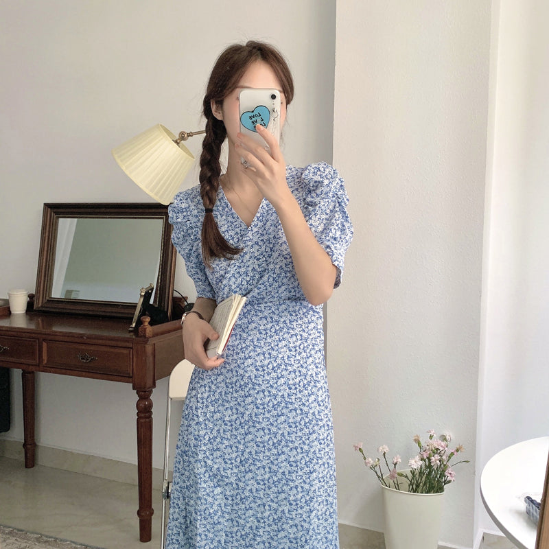 大人可愛い小花柄カシュクールワンピース S1834