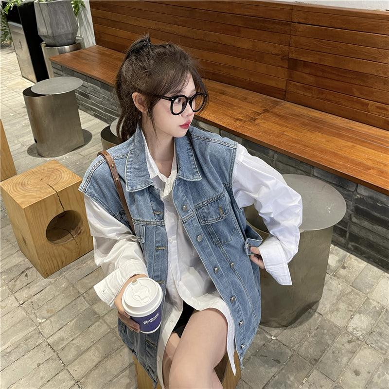 ノースリーブデニムベスト 春夏コーデに♡ S2406