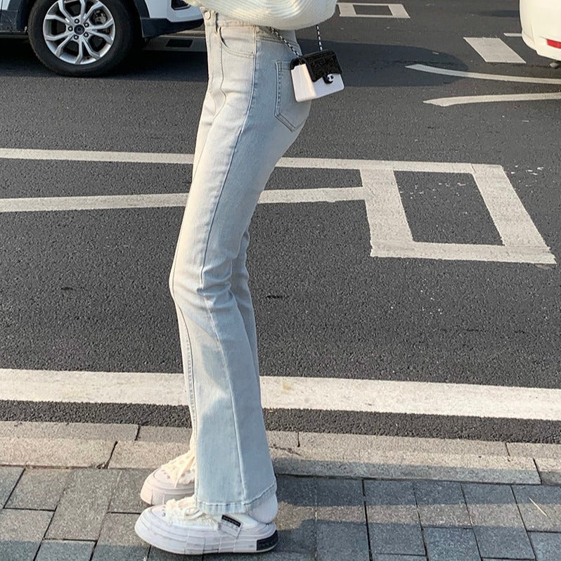 センターラインが可愛いフレアデニムパンツ S2349