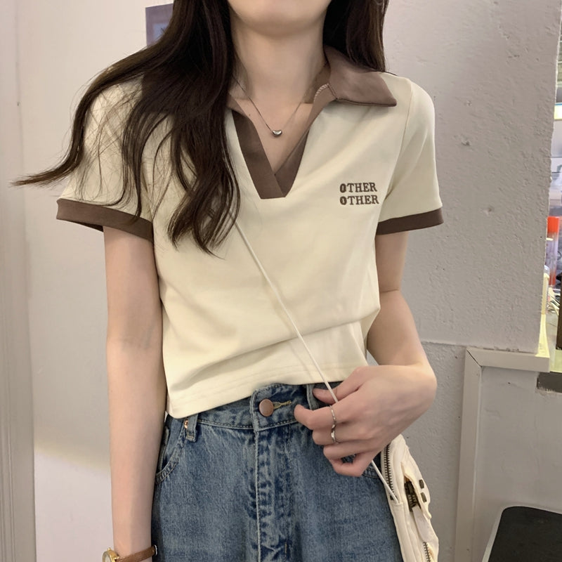 バイカラーポロシャツ♡レトロで上品なニット S1896