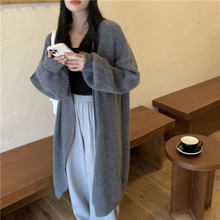 大人可愛いリブ編みロングカーディガン S1287