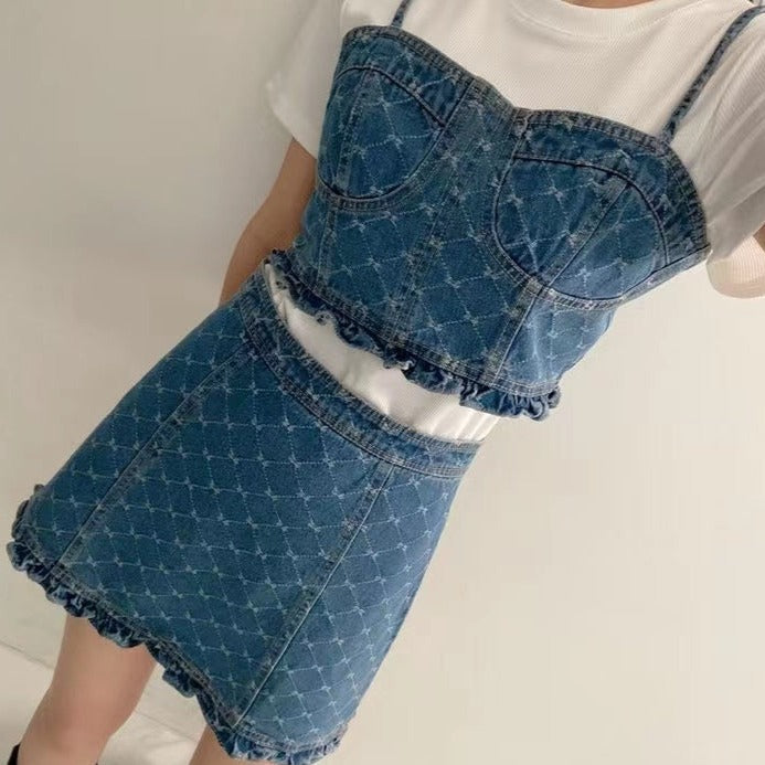 デニムビスチェ3点セット 可愛いコーディネート S1851